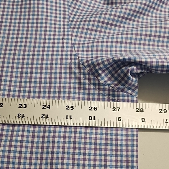 Blue Small Plaid Button Down Shirt Tall Gold Label - Picture 6 of 13